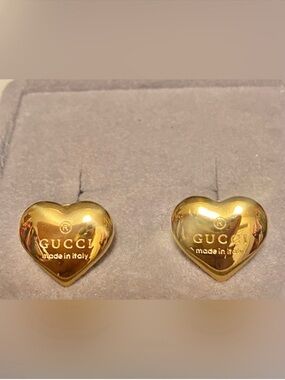 Fashion Jewelry 14K Gold Plated Heart Luxury G-Stud Earrings-Shiny Gold